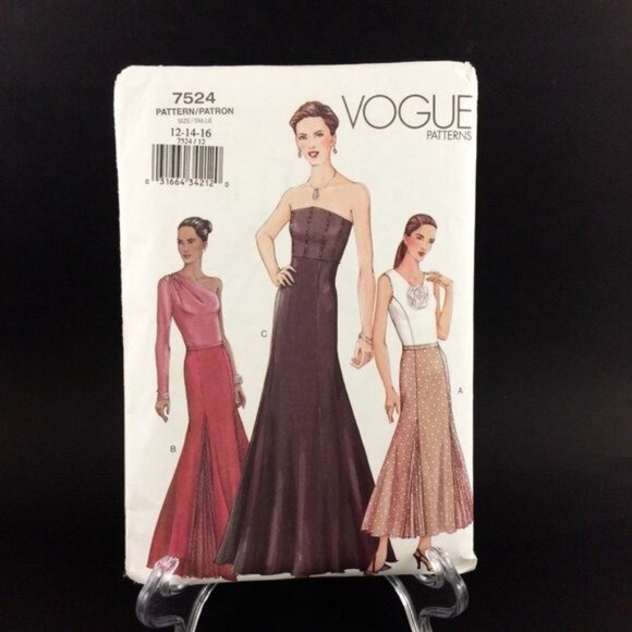 Easy Vogue Pattern 7524 Misses Long Evening Flared Skirt Uncut 12 14 16 Godets - Picture 1 of 12